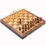 15" x 15" Magnetic Wooden Folding Chess Set with 2 Extra Queens, Handmade Game Board Interior for Storage for Adult Kids Beginner Large Chess Board